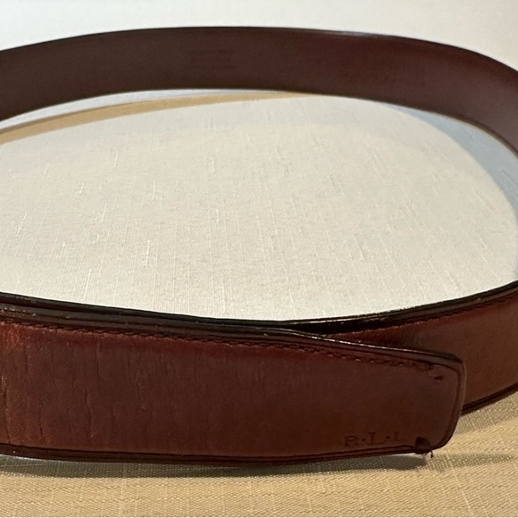 Lauren Ralph Lauren Brown Leather Belt Gold RLL Buckle Women’s Medium - Picture 9 of 16